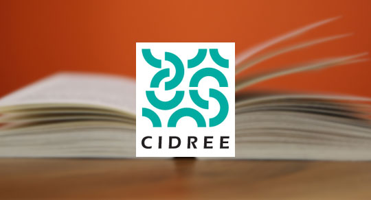 Cidree logo over book photo